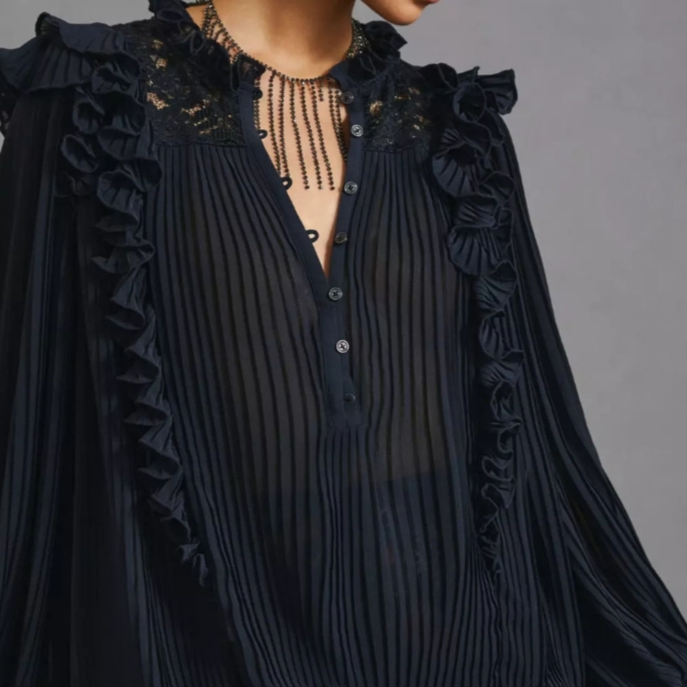 Anthropologie Pleated Ruffle Top NWT